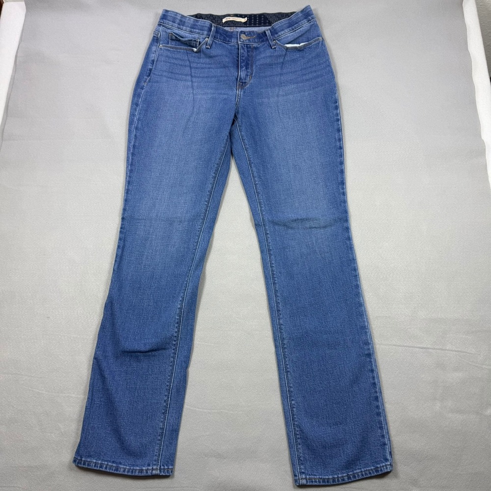 Levis 525 Perfect Waist Straight Leg Jeans Blue Denim Womens 10 Medium Wash